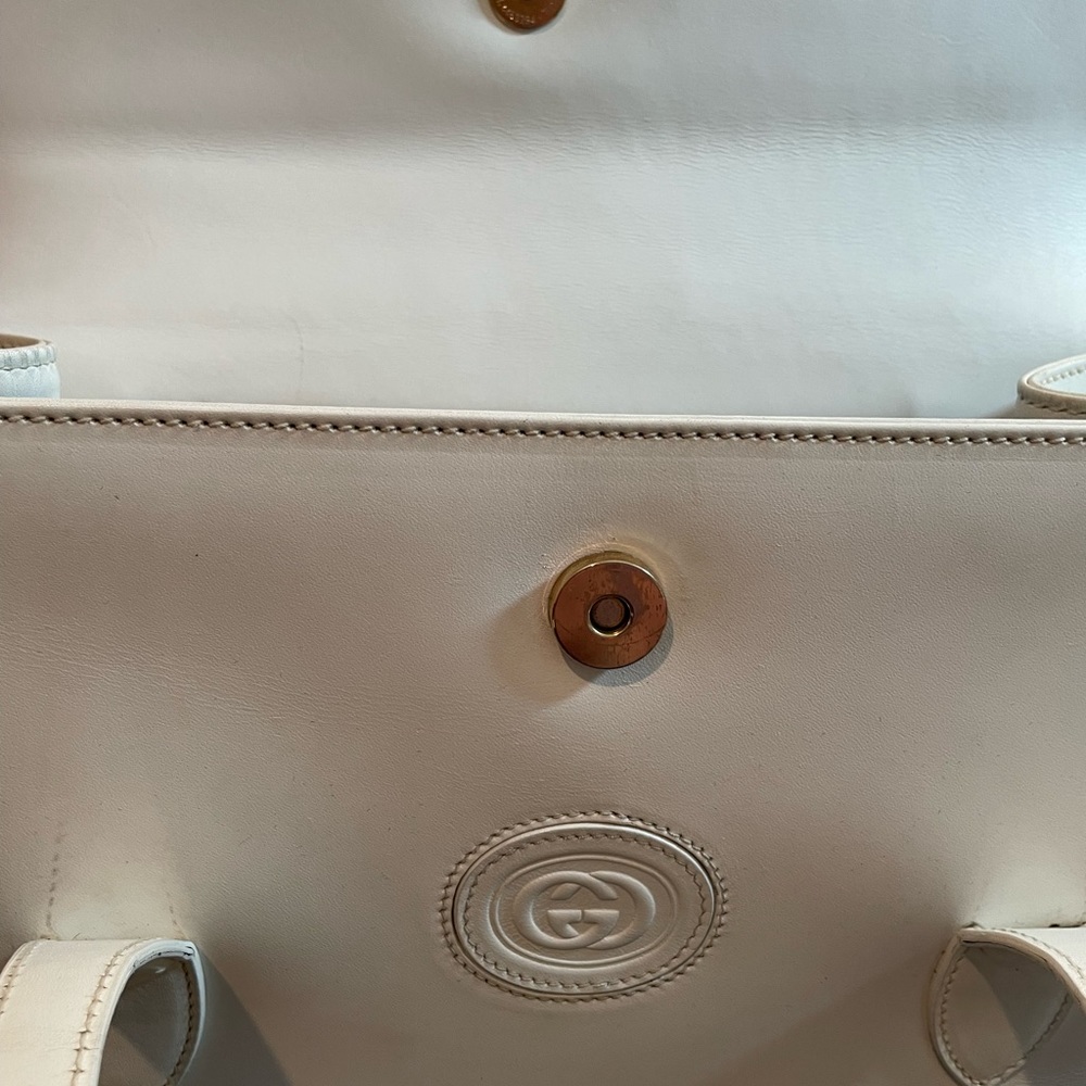 FIRM ❤️ AMAZING Vintage Gucci Interlocking GG Logo Flap Front Leather Satchel - Picture 5 of 11